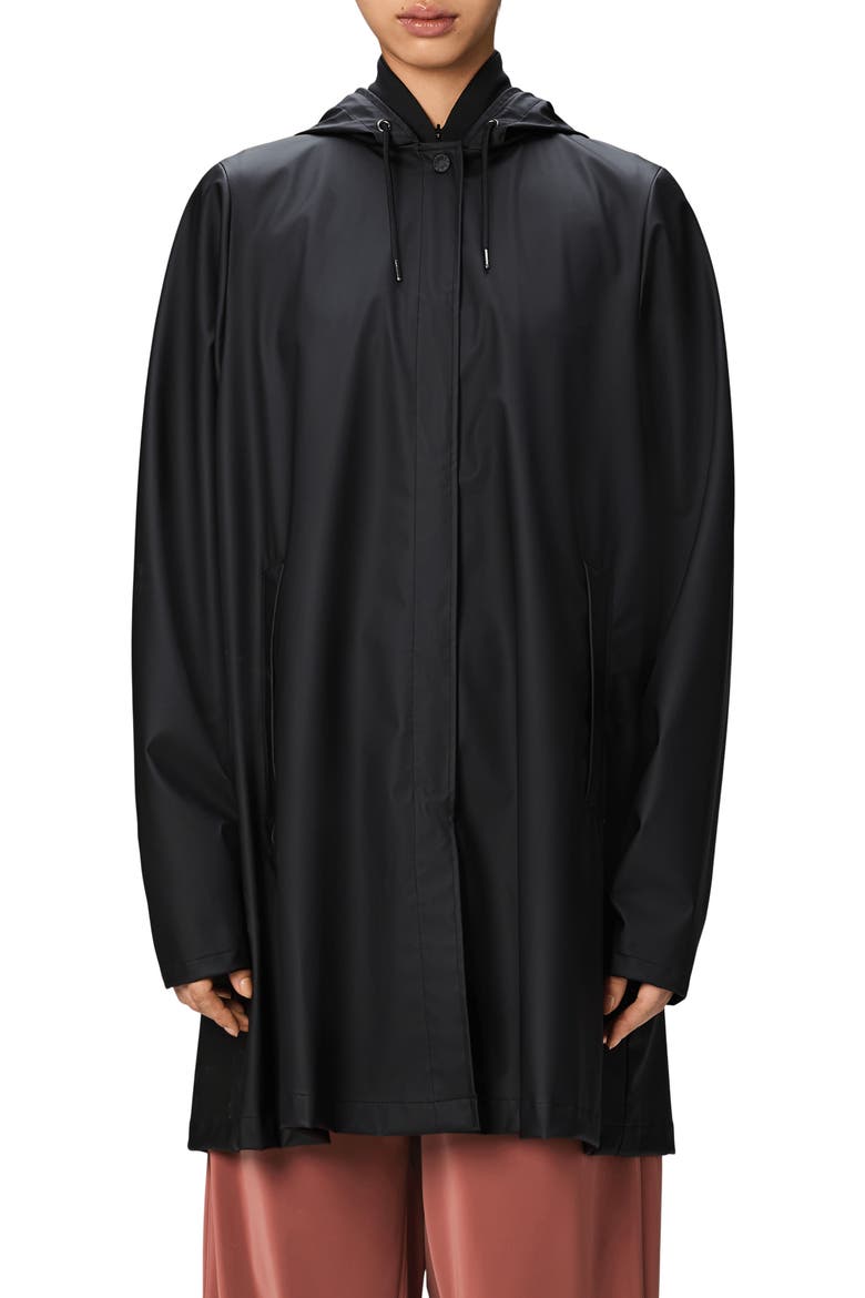 Waterproof A-Line Rain Jacket, Main, color, BLACK