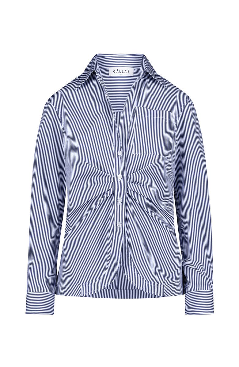 Callas Milano Sierra Classic Stripe Poplin Shirt, Main, color, Blue