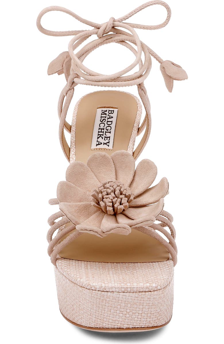 Badgley Mischka Collection Wanette Ankle Wrap Platform Sandal, Alternate, color, Beige Suede