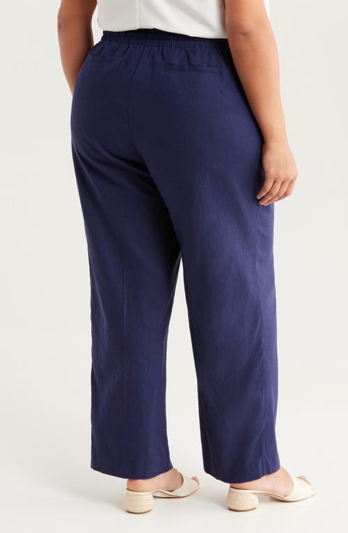 Jones New York Wide Leg Linen Blend Pants In Pacific Navy
