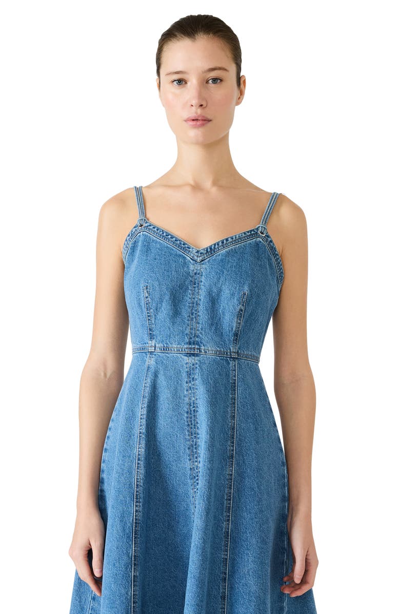 Steve Madden Harley Denim A-Line Dress, Alternate, color, Medium Blue