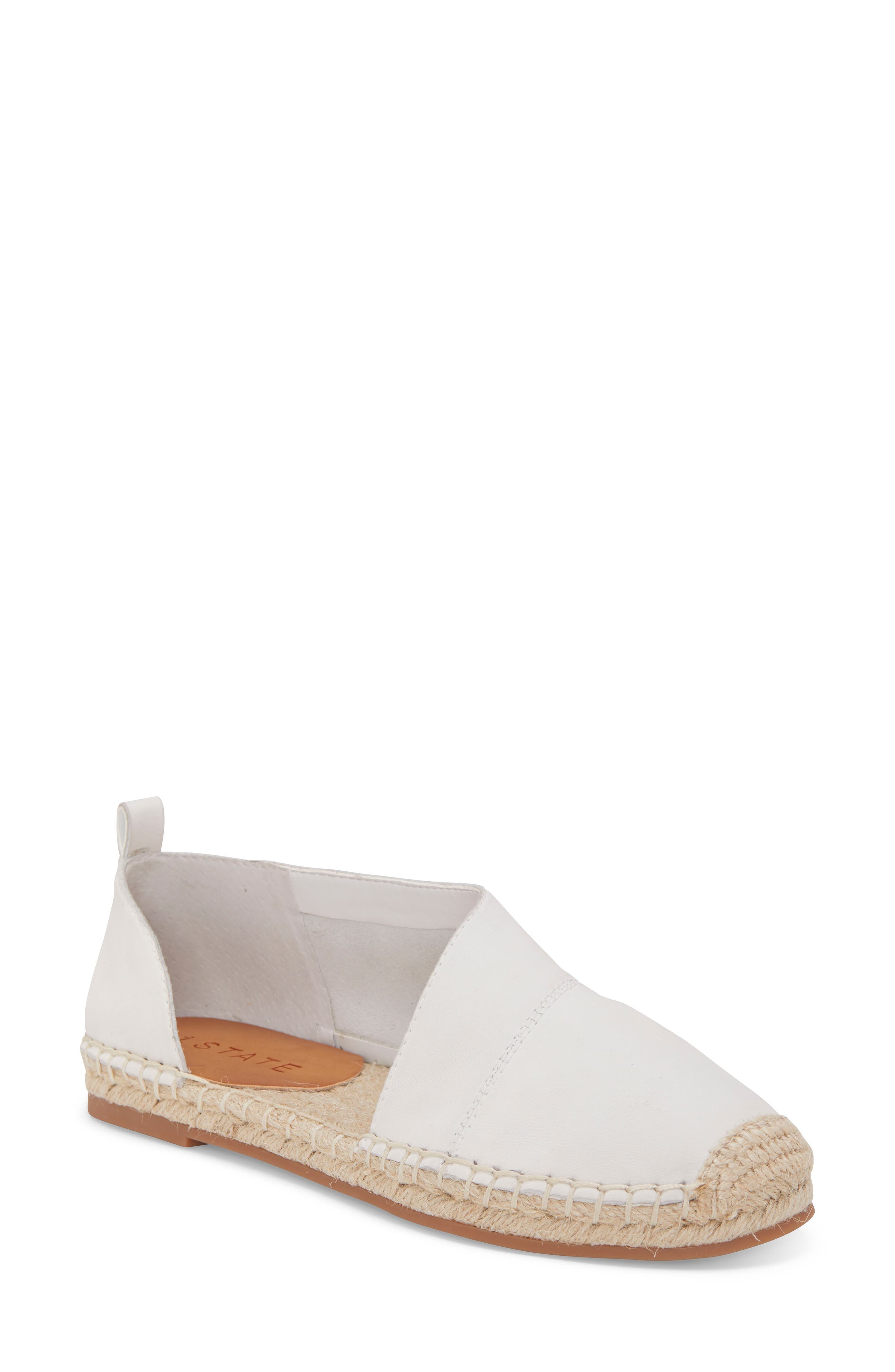 Dela Espadrille Flat, Main, color, WHITE NUBUCK