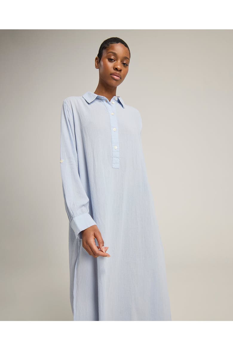 The Long Sleeve Maxi Shirt, Main, color, Navy Blue Stripe
