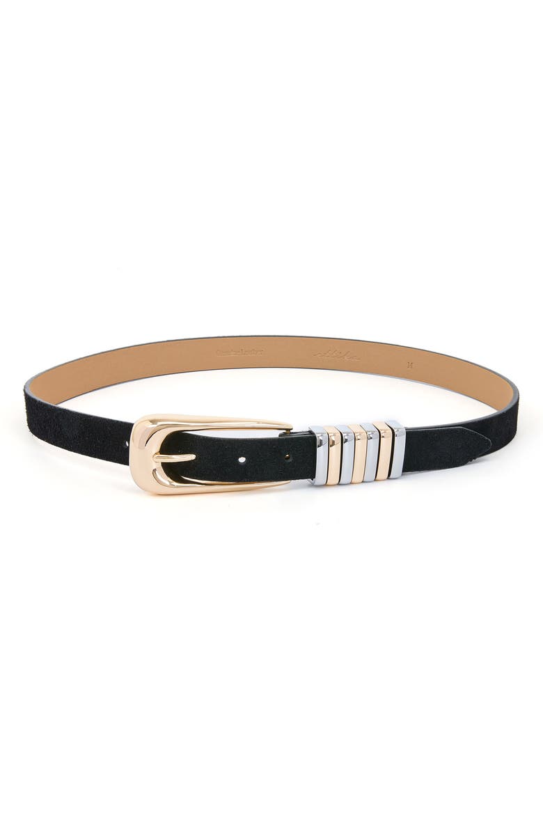 Ettika Two-Tone Keeper Leather Belt, Main, color, Black And Gold
