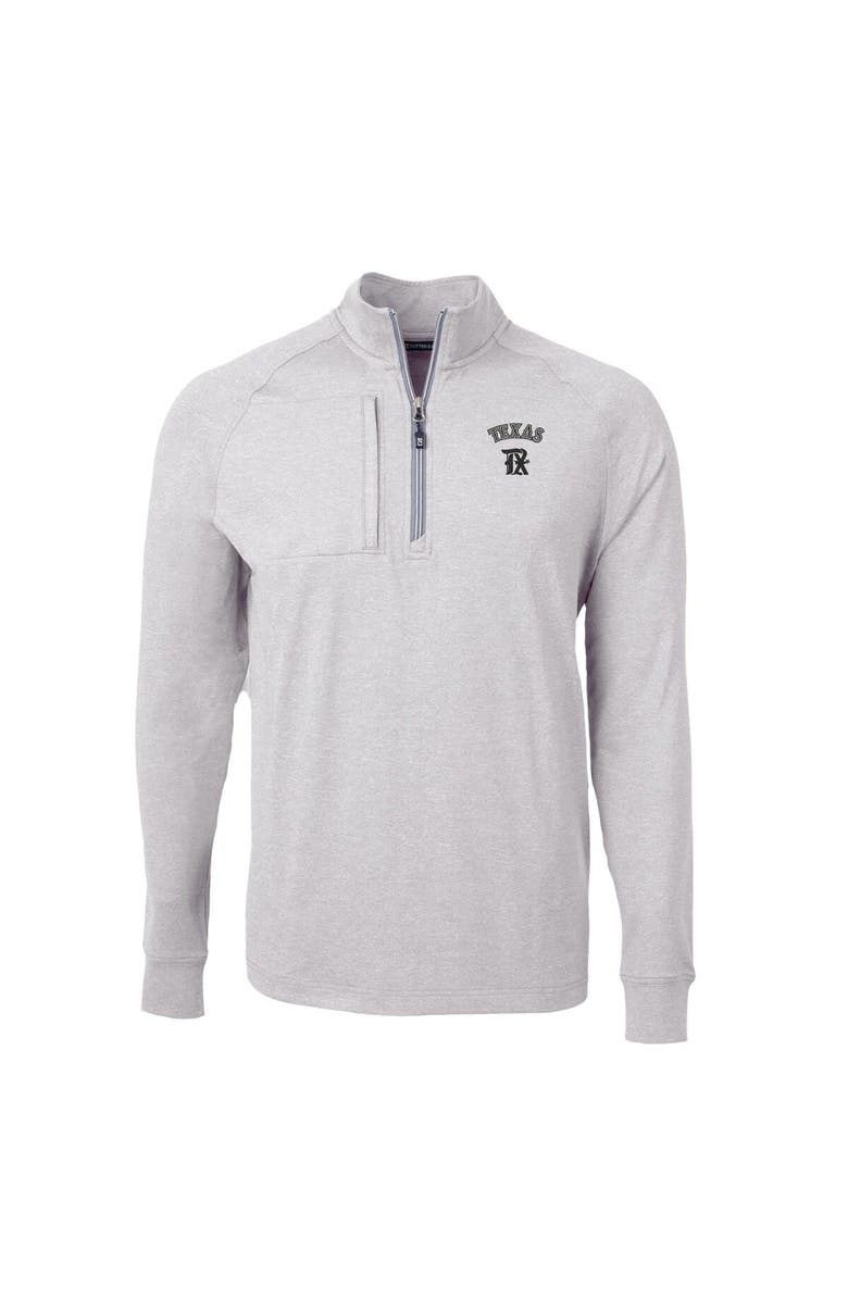 Cutter & Buck Men's Cutter & Buck Heather Gray Texas Rangers City Connect Big & Tall Adapt Eco Knit Heather Quarter-Zip Pullover Top, Alternate, color, 