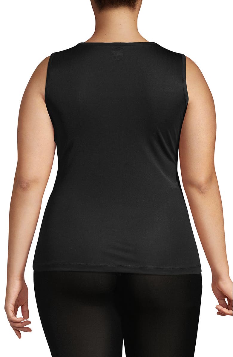Lands' End Petite Silk Interlock Thermal Long Underwear Base Layer Tank Top, Alternate, color, Black