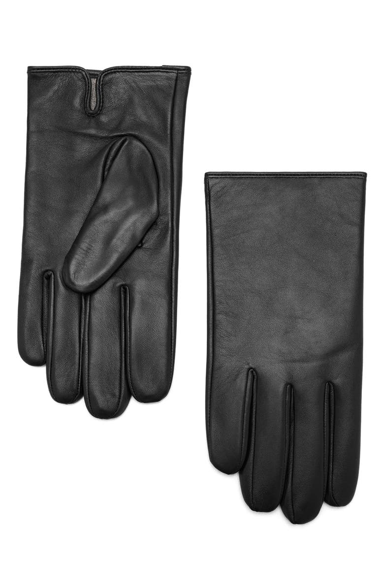 MANGO Leather Gloves, Main, color, Black