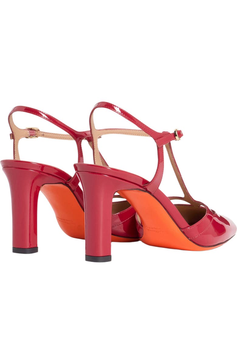 Santoni Women's patent leather high-heel T-bar pump, Alternate, color, Red
