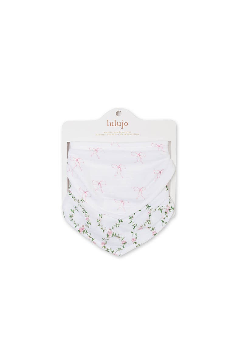 Bandana Bibs 2 Pack, Alternate, color, Bows & Rose Trellis