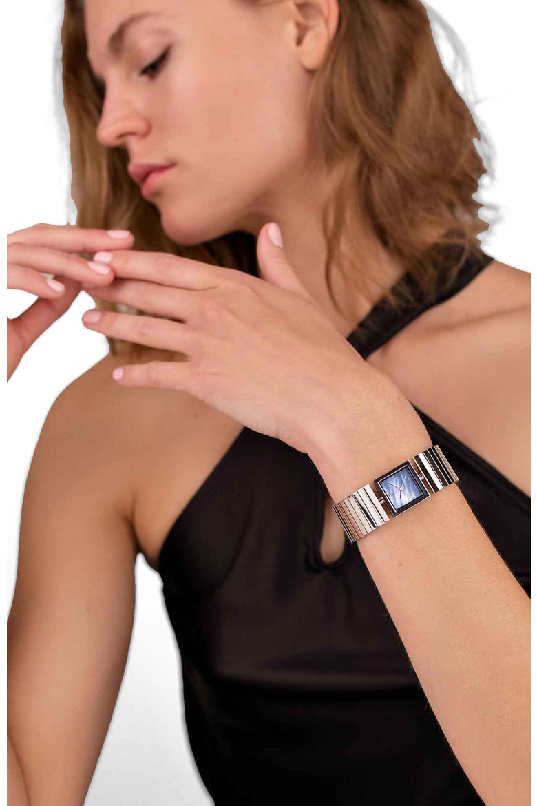 Linea Gemstone Watch, Alternate, color, Blue Pearl-Silver