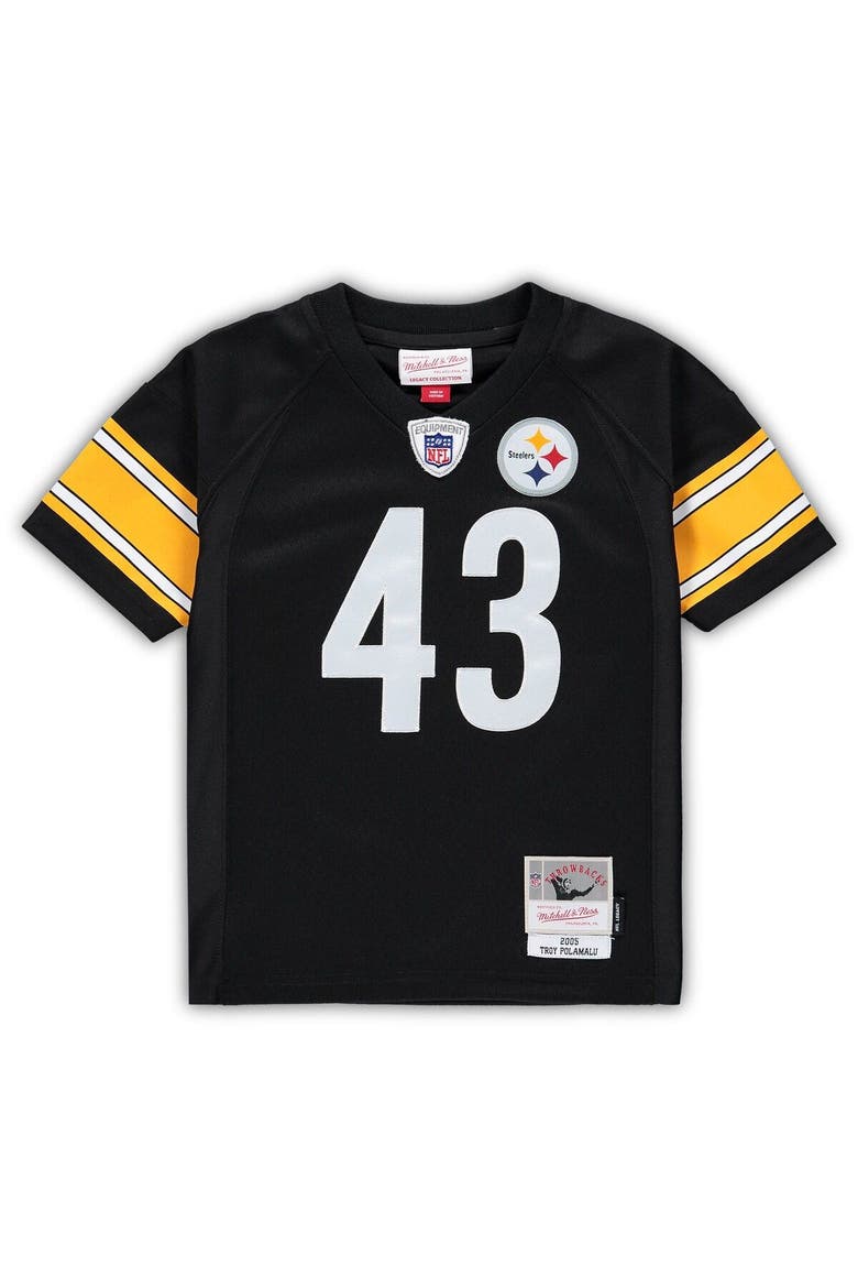 Toddler Mitchell & Ness Troy Polamalu Black Pittsburgh Steelers 2005 Retired Legacy Jersey, Alternate, color, Black