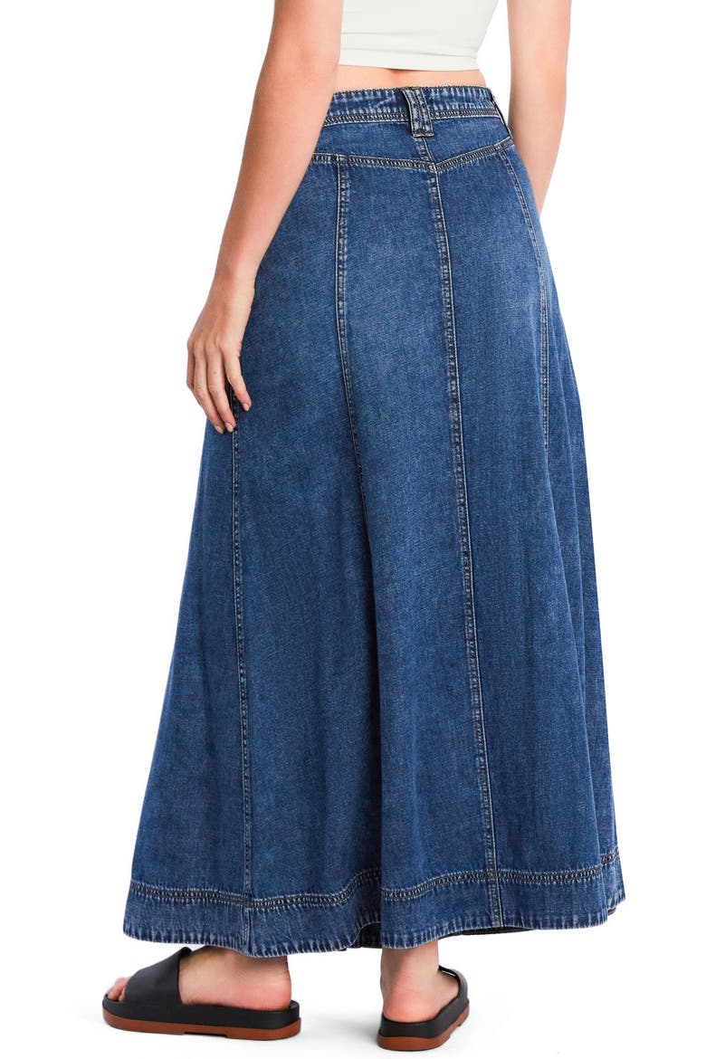 Panel Front Button Denim Maxi Skirt, Alternate, color, SHARK BLUE