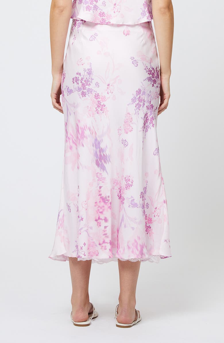 French Connection Elyria Floral Print Satin Midi Skirt, Alternate, color, Sweet Pink Multi