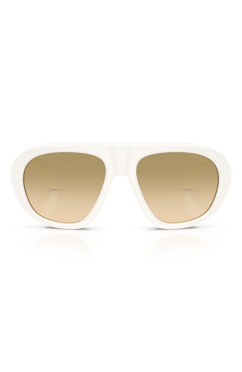 Prada 57mm Irregular Sunglasses, Main, color, Talc / Yellow Gradient Brown