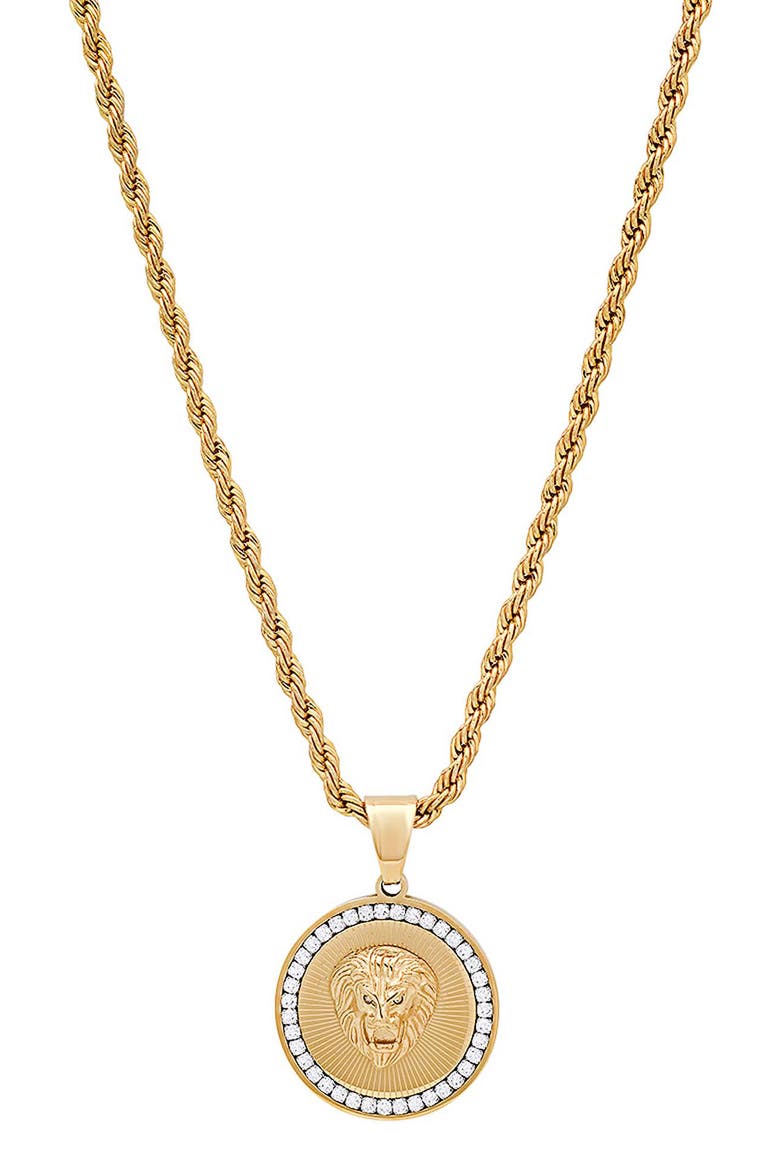 Men's 18k Gold Plated Lion Pendant Necklace, Main, color, GOLD