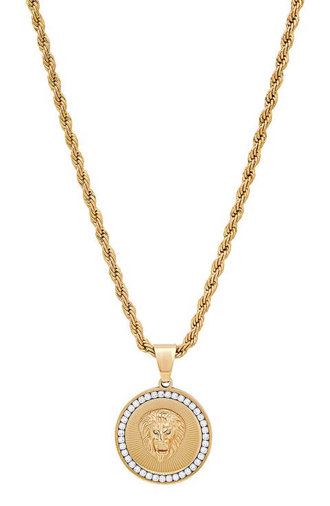Men's 18k Gold Plated Lion Pendant Necklace