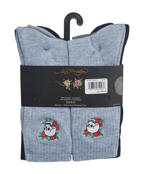 Ed Hardy Embroidery Half Cushion Crew Sock 5-pack In Multi