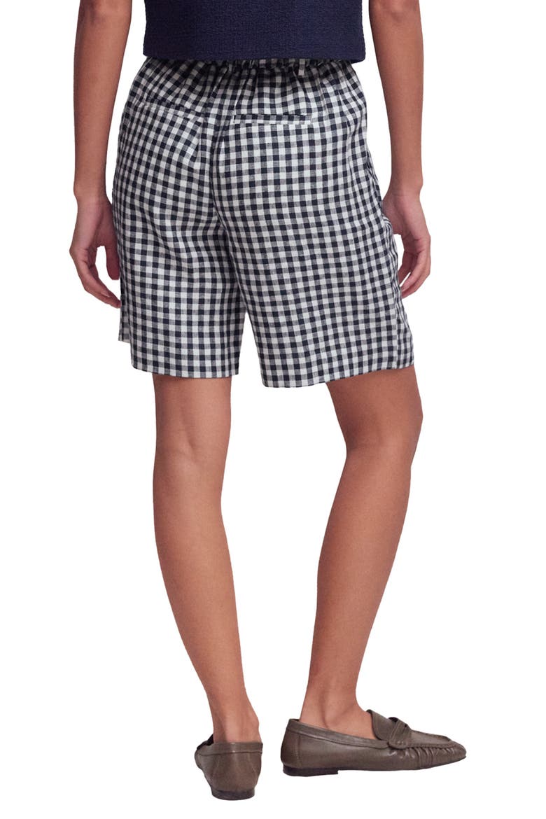 Kensington Gingham Linen Shorts, Alternate, color, NAVY IVORY GINGHAM