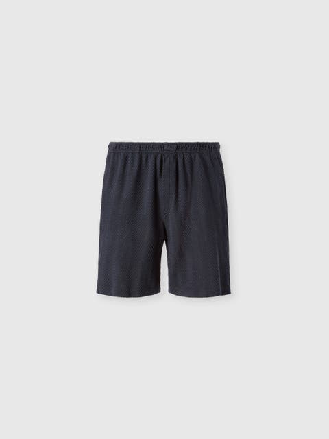 Bermuda Shorts In Cotton And Viscose With Tone-on-tone Zigzag Pattern