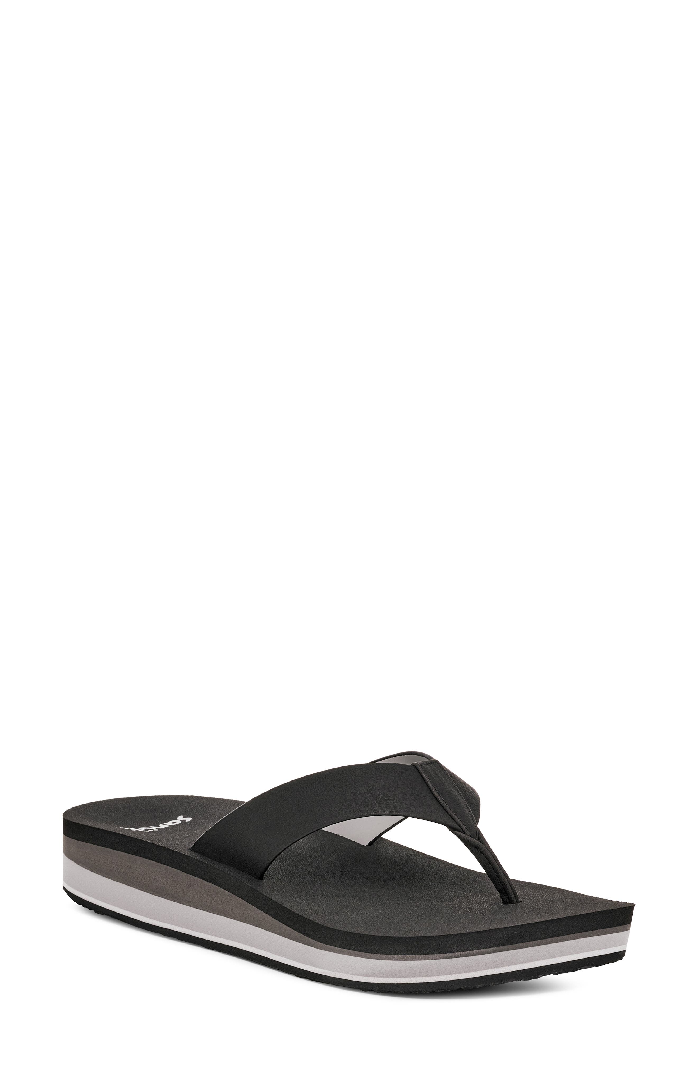 Sanuk Highland Flip Flop, Main, color, Black/Grey