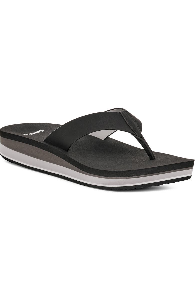 Sanuk Highland Flip Flop, Main, color, Black/Grey