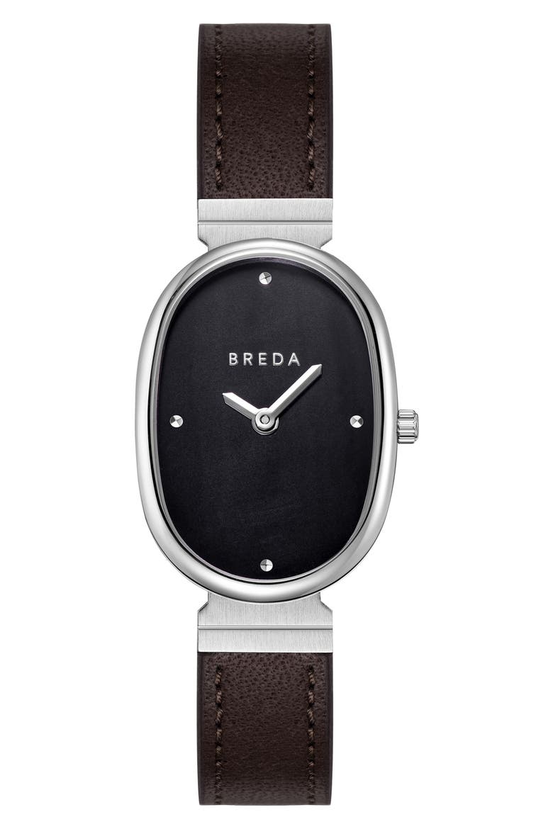 Jane Leather Strap Watch, 23mm x 26mm, Main, color, SILVER/ BROWN