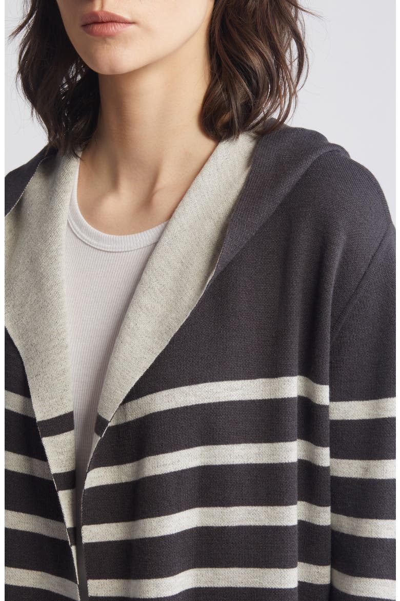 Syd Stripe Open Front Cardigan, Alternate, color, LEAD/OAT