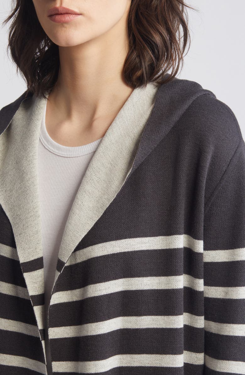 Splendid Syd Stripe Open Front Cardigan, Alternate, color, Lead/Oat