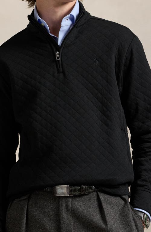 Polo Ralph Lauren Micro Quilted Cotton Quarter Zip Pullover In Black