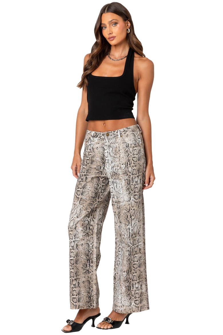 Snakeskin Print Low Rise Wide Leg Jeans, Alternate, color, MIX