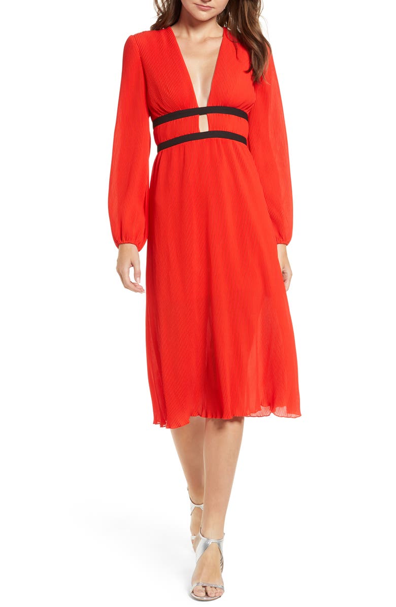 WAYF Patton Plunge Plissé Dress, Alternate, color,