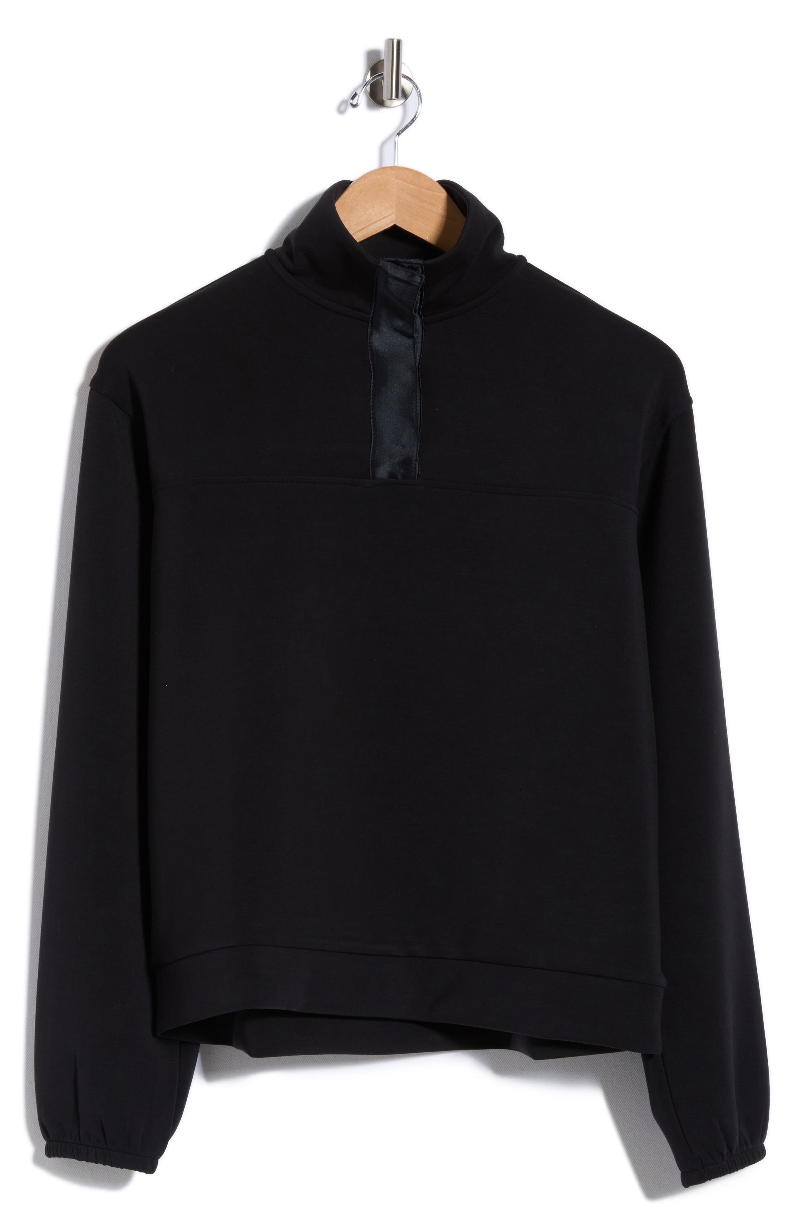 Satin Placket Half Zip Pullover