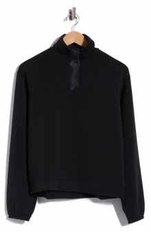Satin Placket Funnel Neck Pullover