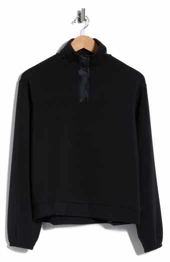 Satin Placket Half Zip Pullover