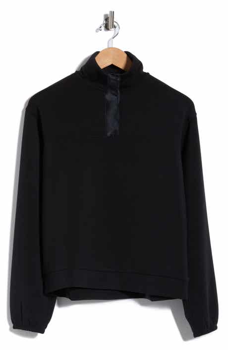 Satin Placket Half Zip Pullover