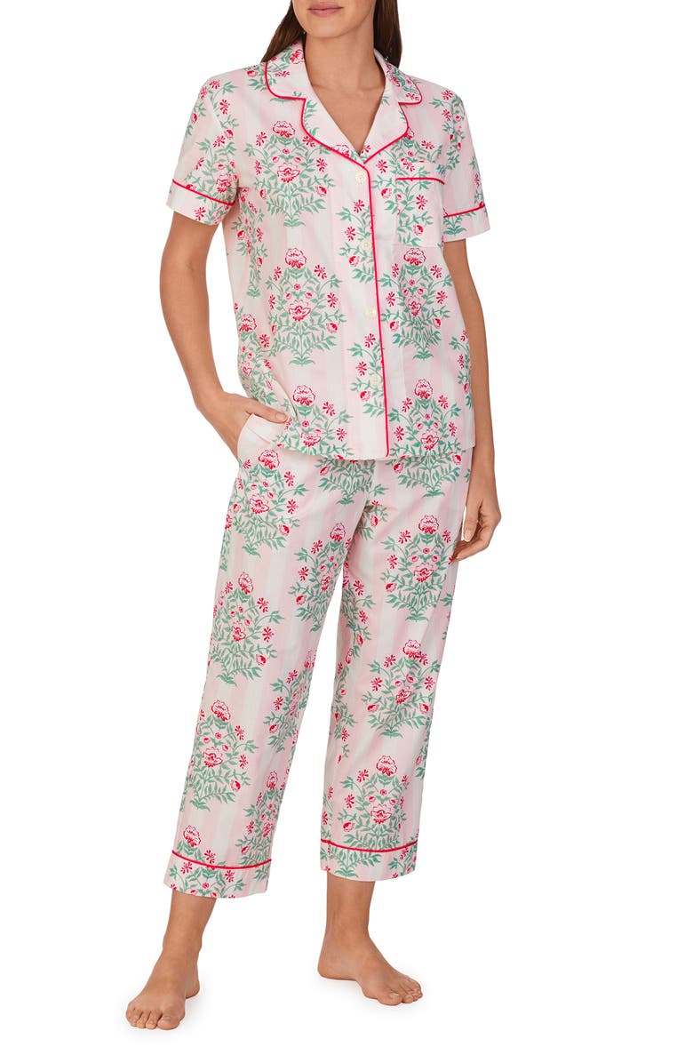 BedHead Pajamas Print Organic Cotton Poplin Crop Pajamas, Main, color,