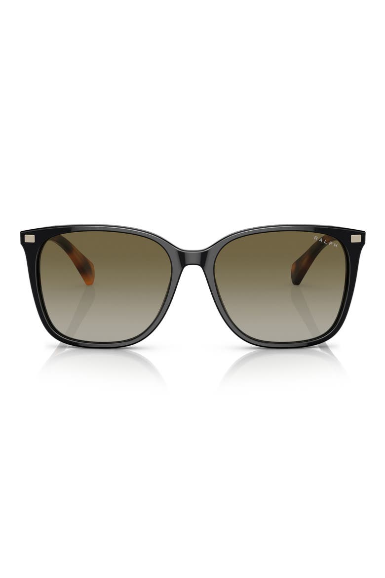 56mm Gradient Square Sunglasses, Main, color, SHINY BLACK / GRADIENT GREEN