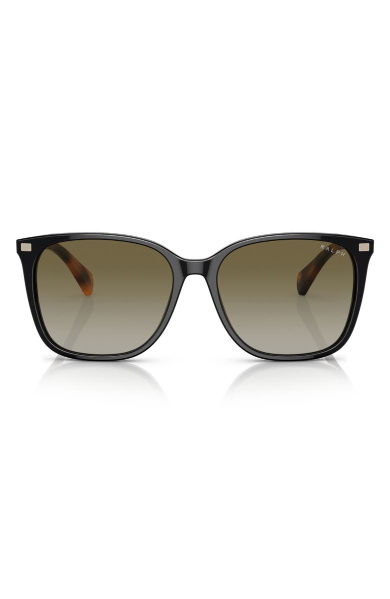 RALPH 56mm Gradient Square Sunglasses, Main, color, Shiny Black / Gradient Green