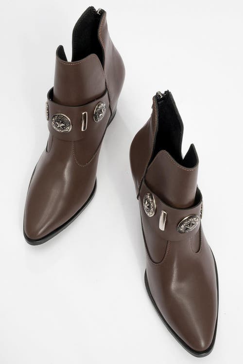 Prologue Shoes Kenda Buckle Block Heel Boot In Brown