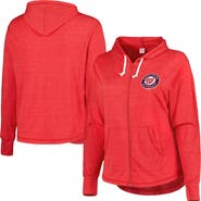 SOFT AS A GRAPE Women's Soft as a Grape Red Washington Nationals Plus Size Full-Zip Lightweight Hoodie Top