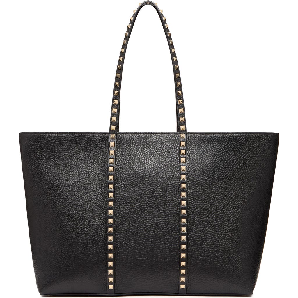 Valentino Garavani Rockstud Leather Tote Bag In Black