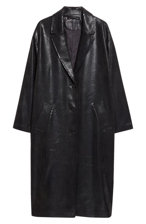 Oceana Reptile Embossed Faux Leather Coat