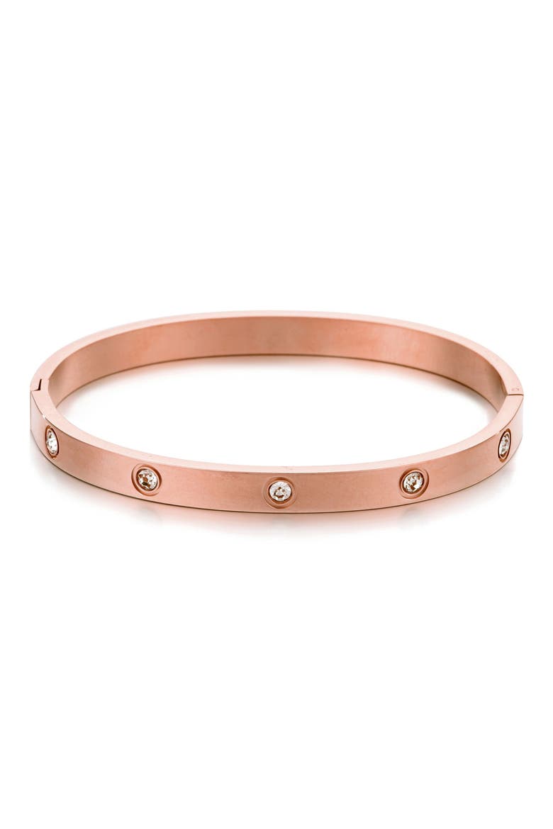 Tarnish Resistant Crystal Bangle Bracelet, Main, color, PINK