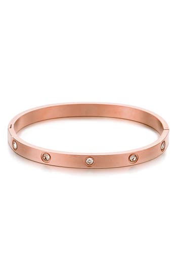 Adornia Tarnish Resistant 14k Rose Gold Plated Crystal Eternity Cuff In Brown