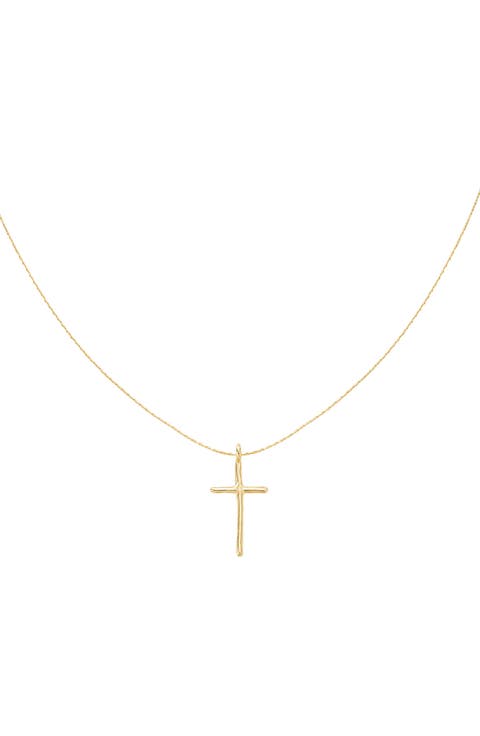 Sterling Silver 18k Gold Plated Ariel Cross Necklace Holiday Gift Idea