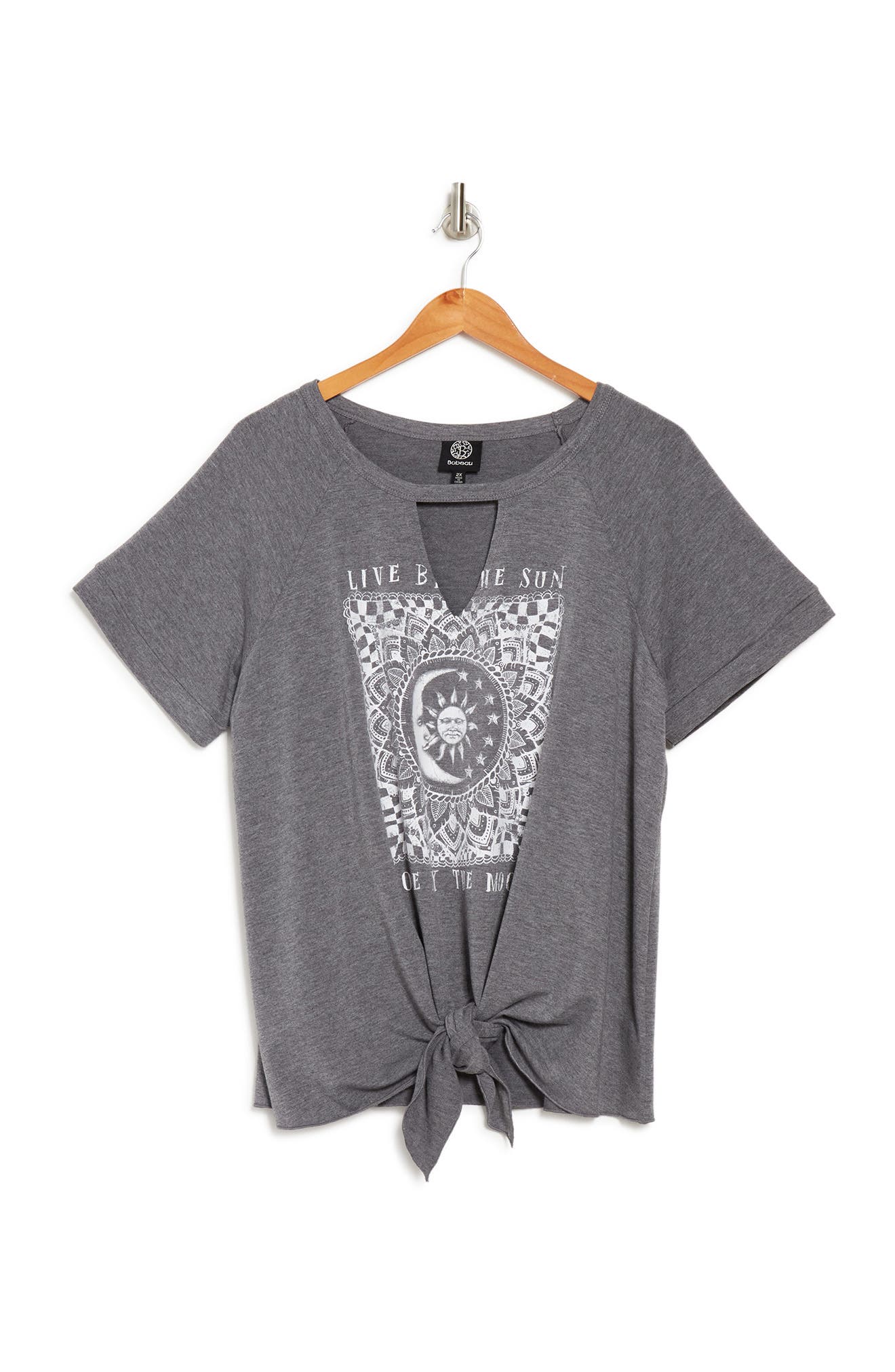 Bobeau Tie Front Screen Print Tee (Women) | Nordstromrack