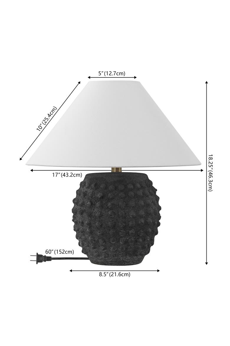 Effie 18.25" Minimalist Scandinavian Ceramic/Iron Hobnail LED Table Lamp, Alternate, color, Matte Black