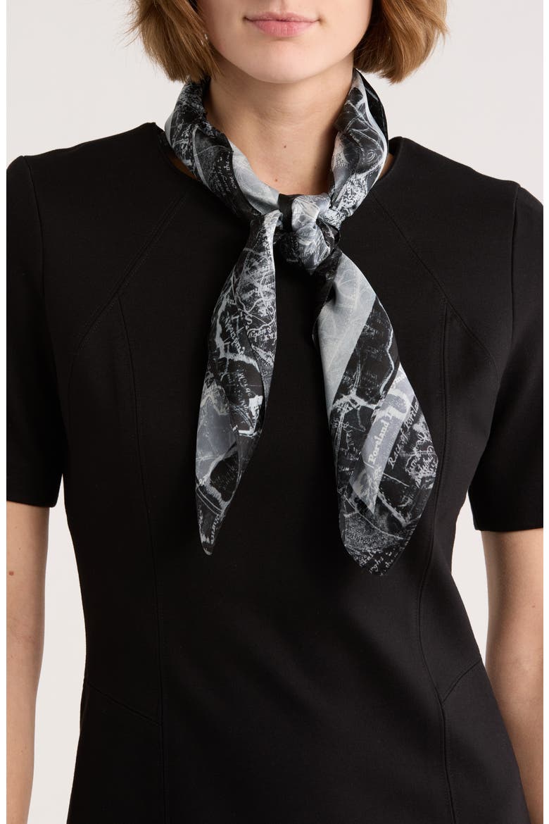 Gianna Silk Square Scarf, Main, color, BLACK