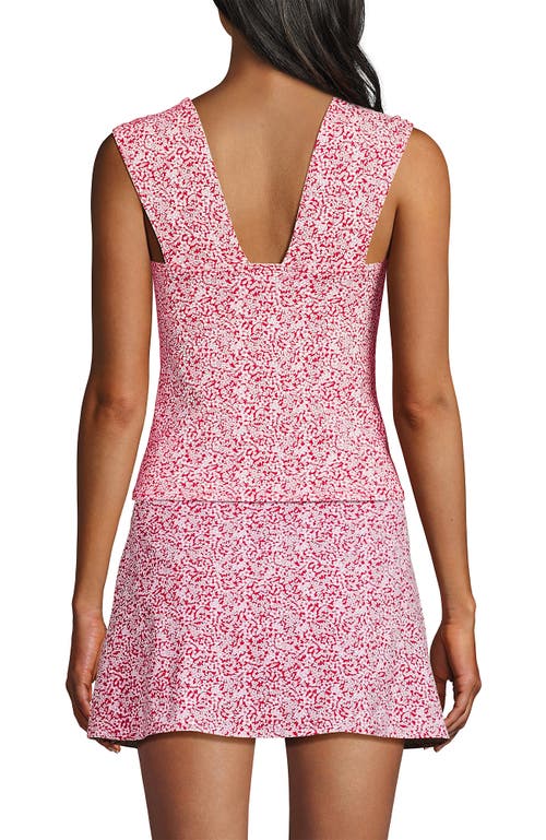 Lands' End Womens Square Neck Underwire Square Back Tankini Swimsuit Top In Coral Rose/white Ditsy Lilies