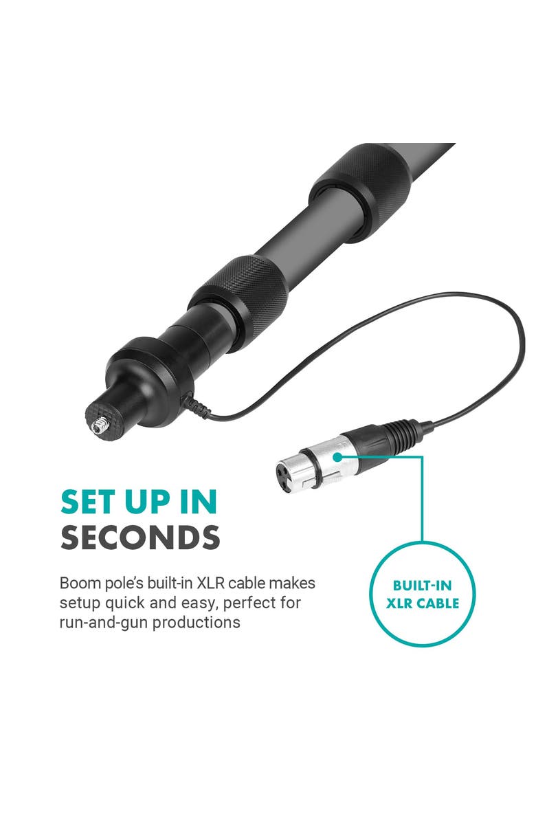 MOVO Boom Mic Bundle - Shotgun Microphone with Telescoping Boom Pole and XLR Cable, Alternate, color, Black
